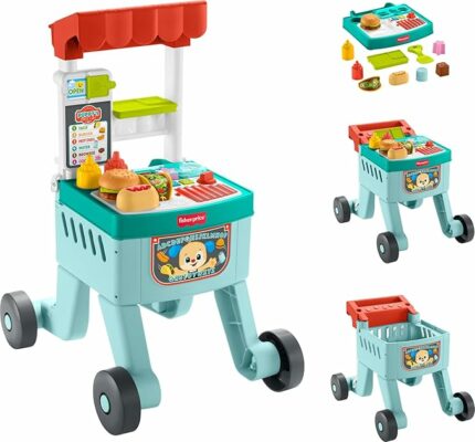 Fisher Price Baby Push Toy 4 in 1 Snack Cart Walker Learning Activity