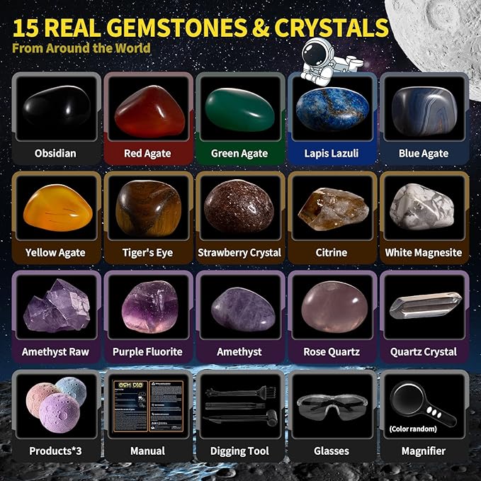 Gemstones Dig Kit Solar System Science Kit for Kids Gemstones Dig Kit Solar System Science Kit for Kids
