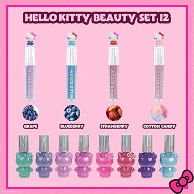 Hello Kitty Nail Polish and Lip Gloss Kids Makeup Set for Girls
