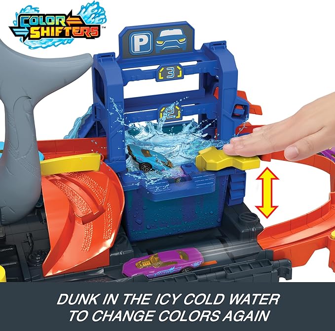 Hot Wheels City Track Set Ultra Shark Car Wash with Color Reveal Toy Hot Wheels City Track Set Ultra Shark Car Wash with Color Reveal Toy