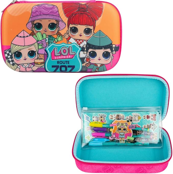 LOL Surprise Dolls Pencil Case Set with LOL Stickers and Gel Pens