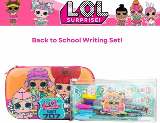 LOL Surprise Dolls Pencil Case Set with LOL Stickers and Gel Pens