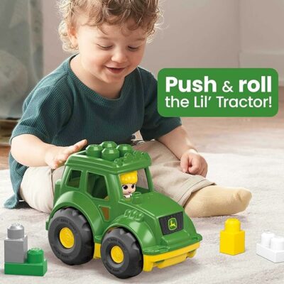 MEGA BLOKS John Deere Lil’ Tractor with 6 Pieces and Storage Blocks Toy Set