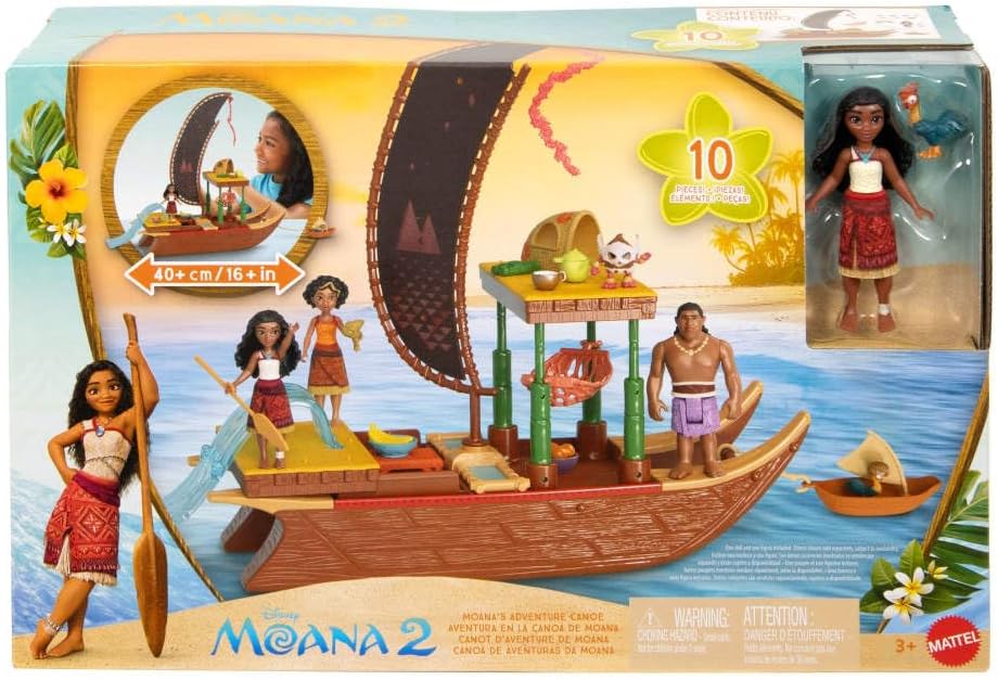 Mattel Disney Moana 2 Toy Playset with Floating Adventure Canoe Mattel Disney Moana 2 Toy Playset with Floating Adventure Canoe
