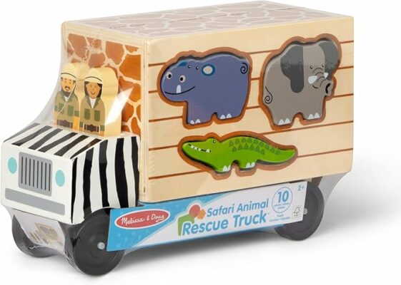 Melissa & Doug Animal Rescue Shape-Sorting Truck Wooden Toy