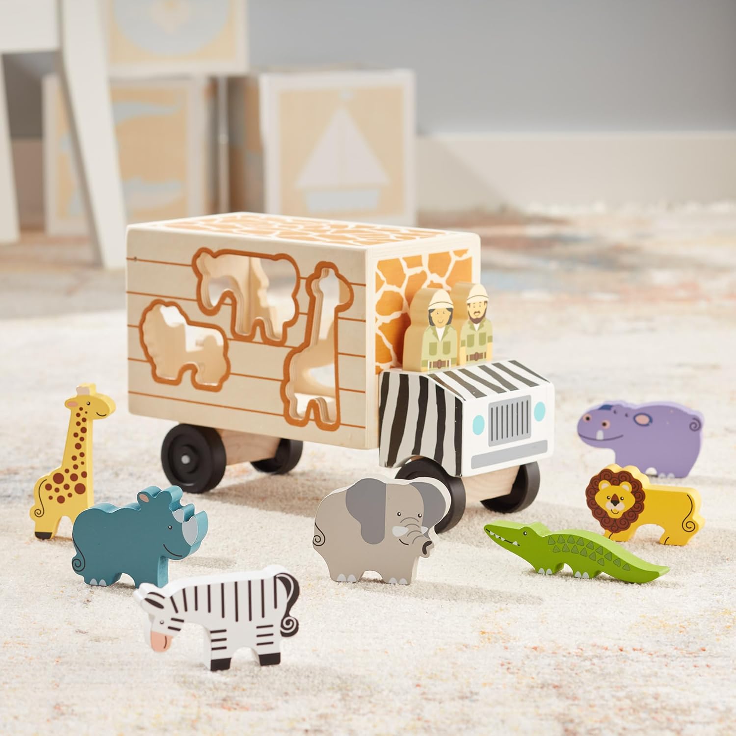 Melissa & Doug Animal Rescue Shape-Sorting Truck Wooden Toy Melissa & Doug Animal Rescue Shape-Sorting Truck Wooden Toy