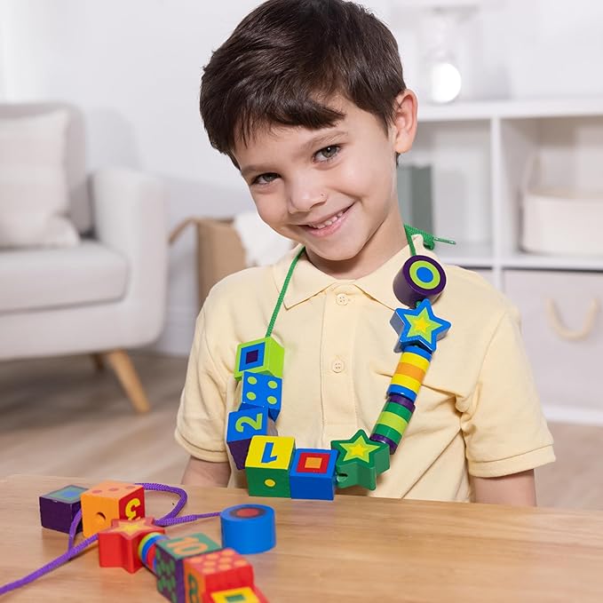 Melissa & Doug Deluxe Wooden Lacing Beads Educational Activity Melissa & Doug Deluxe Wooden Lacing Beads Educational Activity