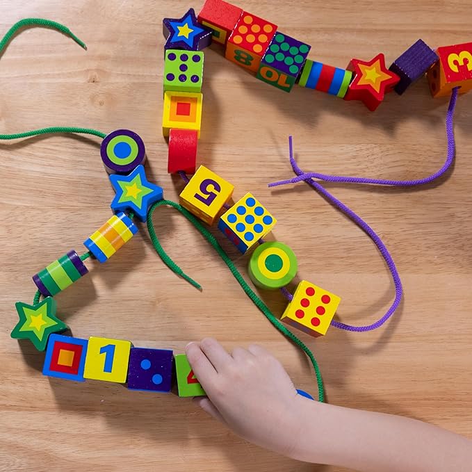 Melissa & Doug Deluxe Wooden Lacing Beads Educational Activity Melissa & Doug Deluxe Wooden Lacing Beads Educational Activity