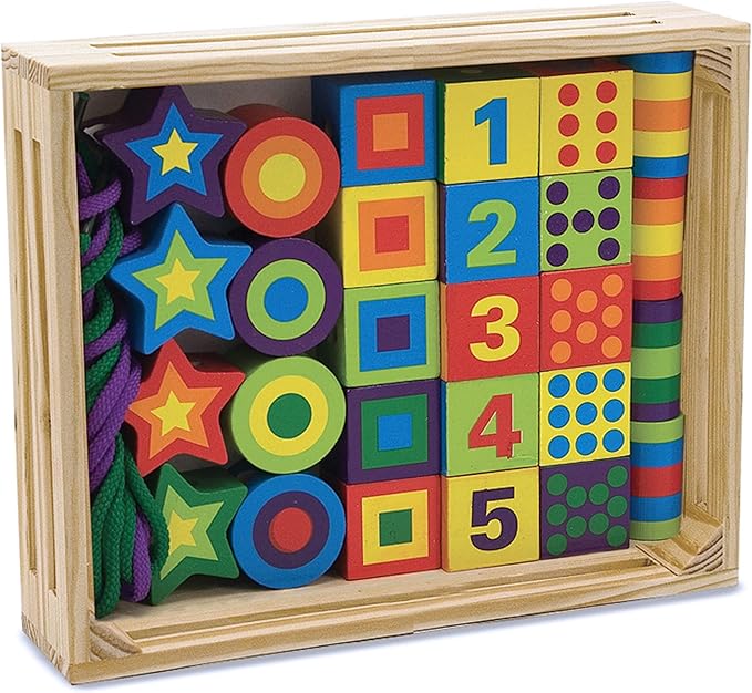 Melissa & Doug Deluxe Wooden Lacing Beads Educational Activity Melissa & Doug Deluxe Wooden Lacing Beads Educational Activity