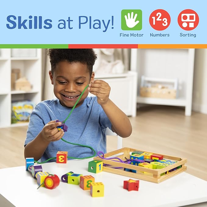 Melissa & Doug Deluxe Wooden Lacing Beads Educational Activity Melissa & Doug Deluxe Wooden Lacing Beads Educational Activity
