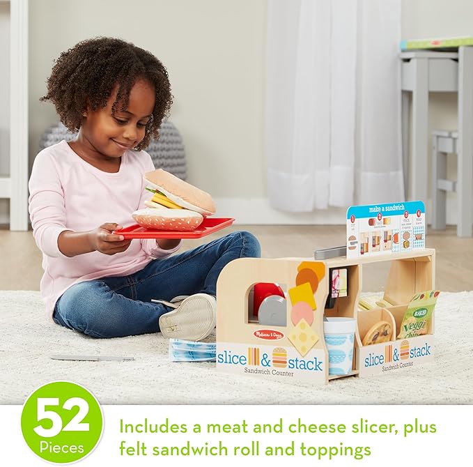 Melissa & Doug Slice Stack Serve Wooden Sandwich Counter Pretend Play Store Melissa & Doug Slice Stack Serve Wooden Sandwich Counter Pretend Play Store