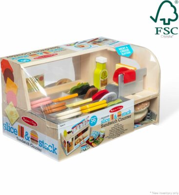 Melissa & Doug Slice Stack Serve Wooden Sandwich Counter Pretend Play Store