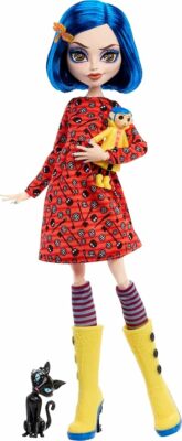 Monster High Skullector Doll Coraline Collectible in Yellow Raincoat
