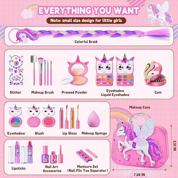 Real Washable Make Up Set with Storage Case for Girls Real Washable Make Up Set with Storage Case for Girls