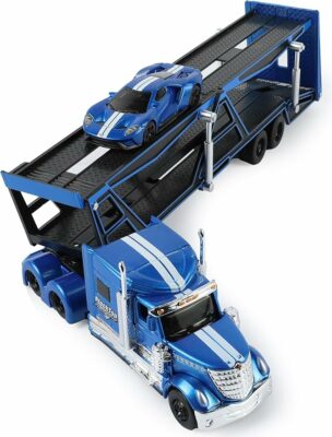 Semi Truck Trailer with Car Model Kit