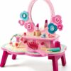 Wooden Dressing Table Floral Kid Vanity Table with Mirror