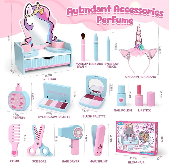 Wooden Makeup Vanity Set for Girls Wooden Makeup Vanity Set for Girls