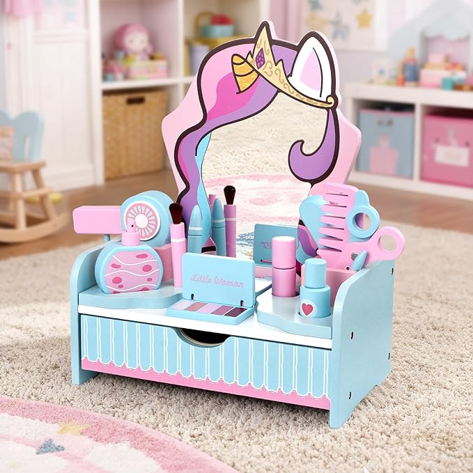 Wooden Makeup Vanity Set for Girls Wooden Makeup Vanity Set for Girls