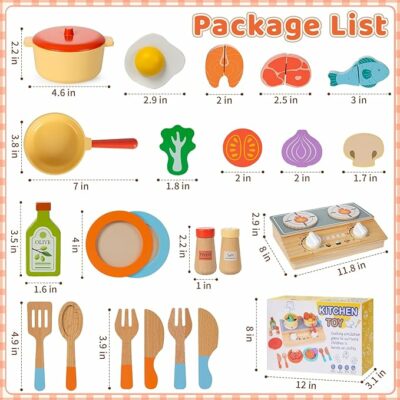 Wooden Play Kitchen Accessories Cooking Set
