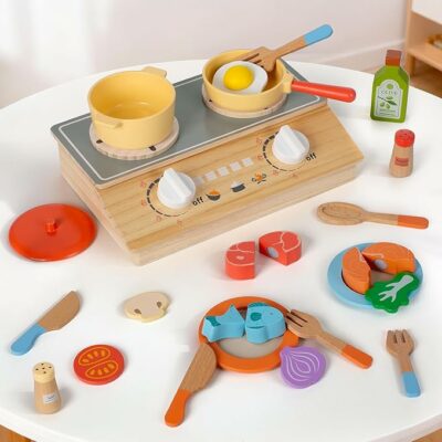 Wooden Play Kitchen Accessories Cooking Set