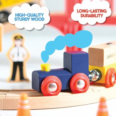 Wooden Train Set 38 Pieces Track Set