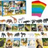 15 PCS Safari Animal Figurines with 15 Flashcards Realistic Zoo Montessori Toy