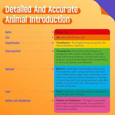 15 PCS Safari Animal Figurines with 15 Flashcards Realistic Zoo Montessori Toy