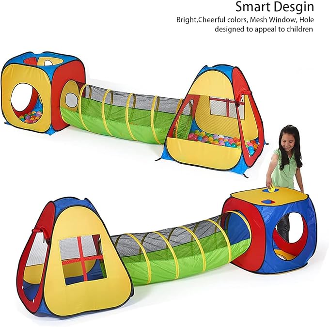 3 in 1 Pop Up Play Tent with Tunnel Ball Pit for Kids 3 in 1 Pop Up Play Tent with Tunnel Ball Pit for Kids