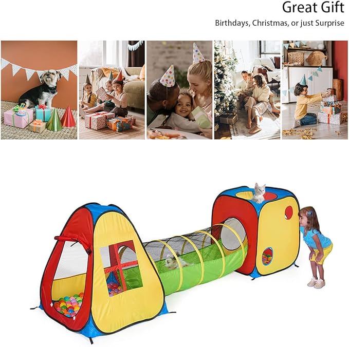 3 in 1 Pop Up Play Tent with Tunnel Ball Pit for Kids 3 in 1 Pop Up Play Tent with Tunnel Ball Pit for Kids