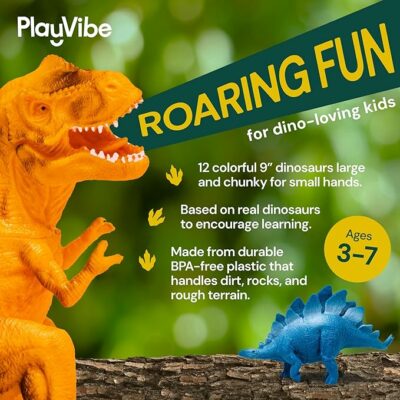 Dinosaur Toys 12 Realistic Dinasour Figure Multi Color Metal Storage Box