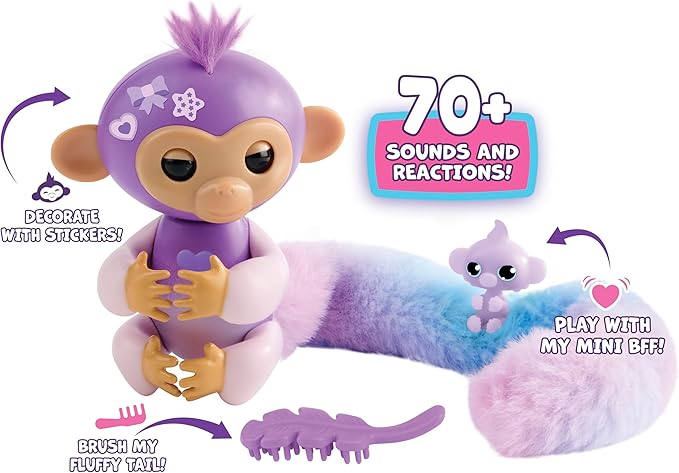 Fingerlings Snuggle Tails Interactive Purple Monkey Fingerlings Snuggle Tails Interactive Purple Monkey