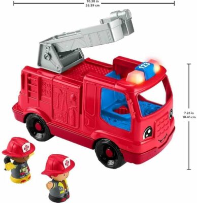 Fisher-Price Little People Fire Truck Musical Push Along Vehicle with 2 Figure