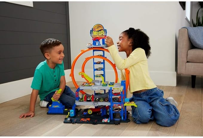 Hot Wheels Toy Car Track Set with Die-Cast Car & Helicopter Hot Wheels Toy Car Track Set with Die-Cast Car & Helicopter
