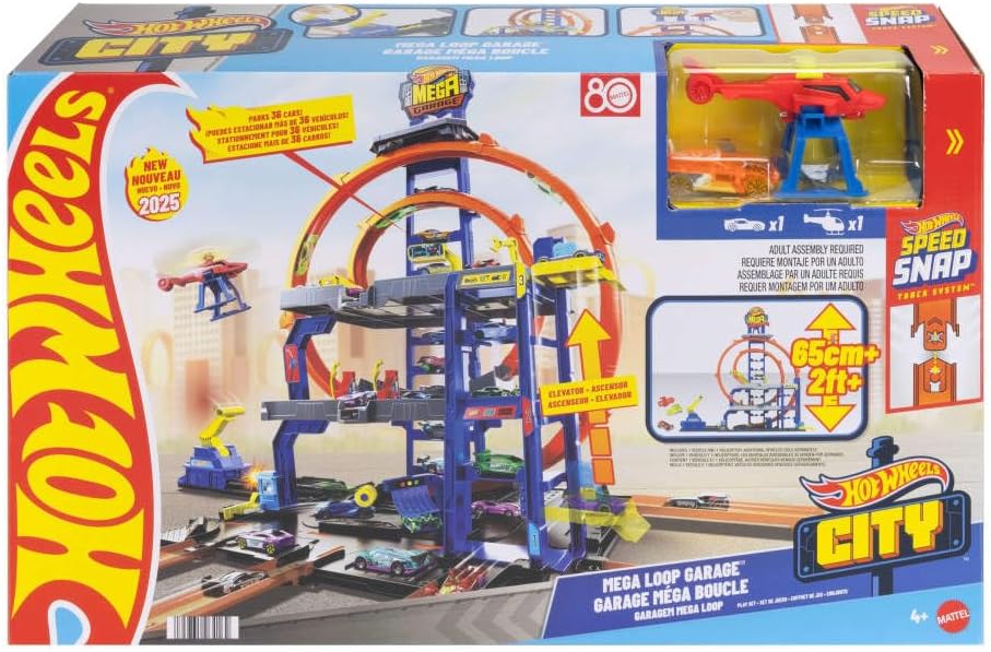 Hot Wheels Toy Car Track Set with Die-Cast Car & Helicopter Hot Wheels Toy Car Track Set with Die-Cast Car & Helicopter