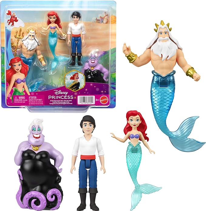 Mattel Disney Princess Toy Small Doll 4 Pack with Mermaid Ariel