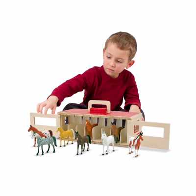 Melissa & Doug Shape Sorting Dump Truck with Take Along Show Horse Stable