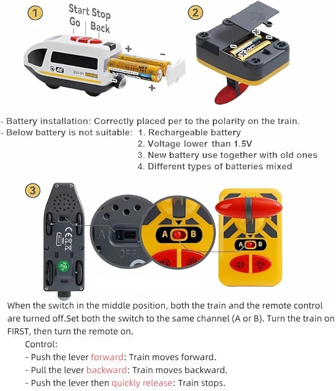 Remote Control Train Set for Kids Battery Operated Locomotive with Carriage 4 Remote Control Train Set for Kids Battery Operated Locomotive with Carriage