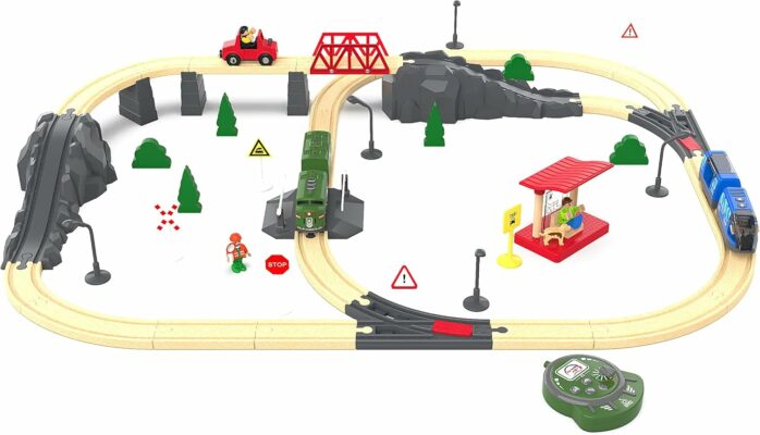 Train Toy Remote Control Locomotive Motorized Train Set for Wooden Track