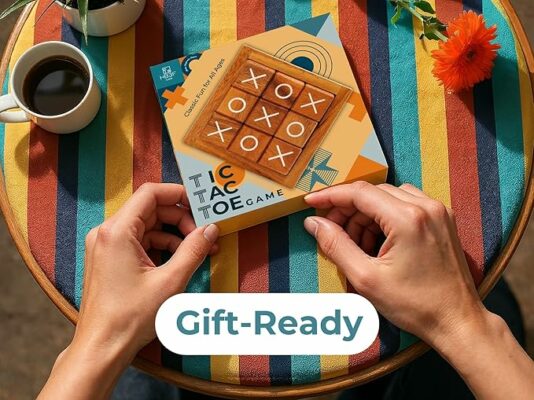 Wooden Tic Tac Toe Coffee Table Decor Game