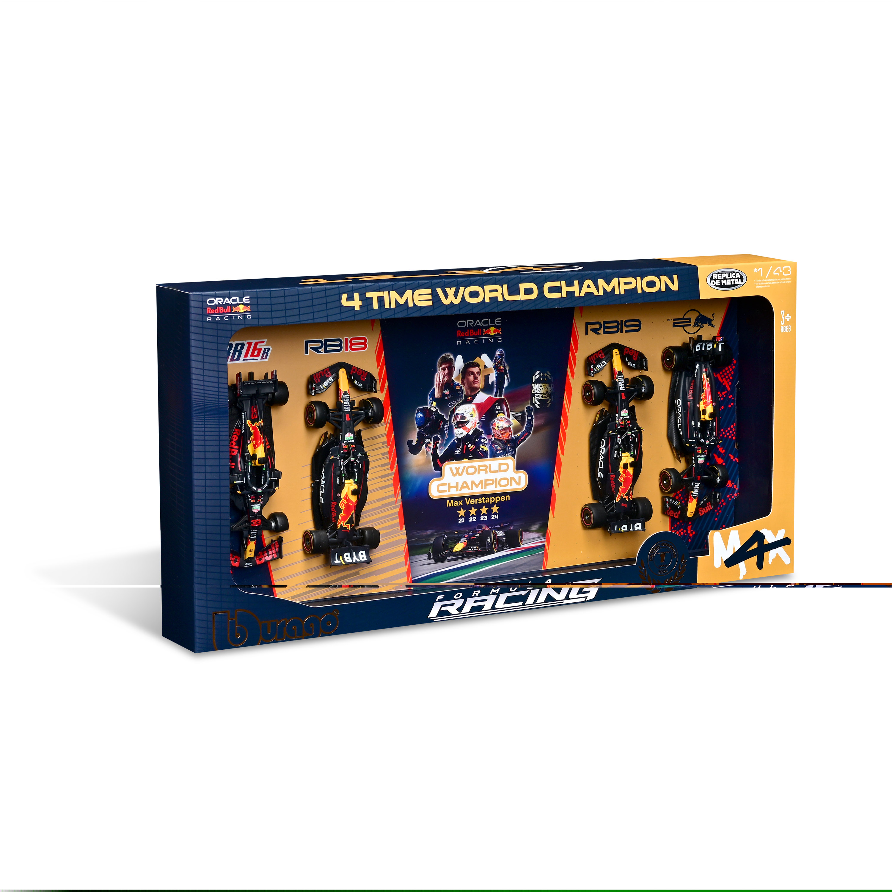 Bburago Formula Racing Oracle World Champion Die cast Collectible 4 Piece Set Bburago Formula Racing Oracle World Champion Die cast Collectible 4 Piece Set