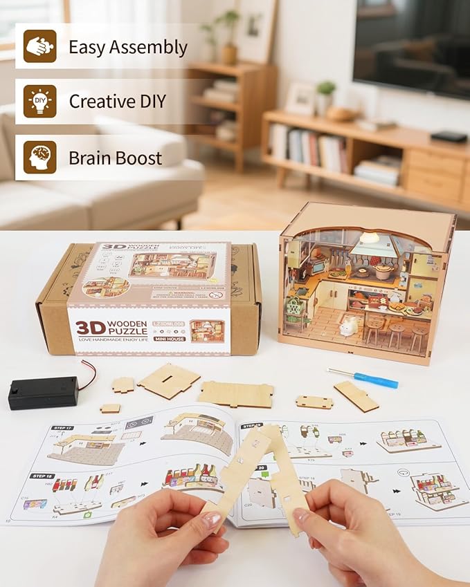 Dollhouse Miniature House Kit 120 Scale Kictchen with LED Light Dollhouse Miniature House Kit 120 Scale Kictchen with LED Light