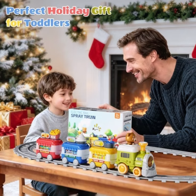 Electric Train Car Track Play Set with Steam Light & Music for Kids