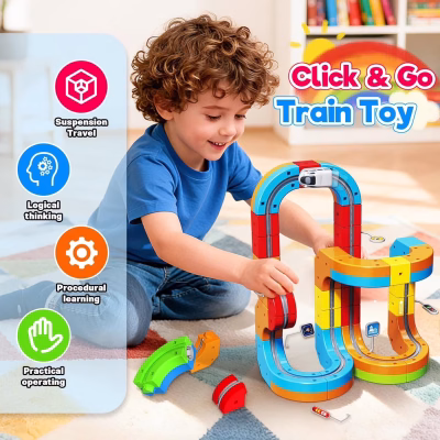 Electric Train Set for Kids 110Pcs Build 3D DIY Track Building Kit