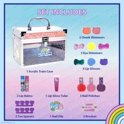 Hello Kitty and Friends Train Case Makeup Set Toy for Girls