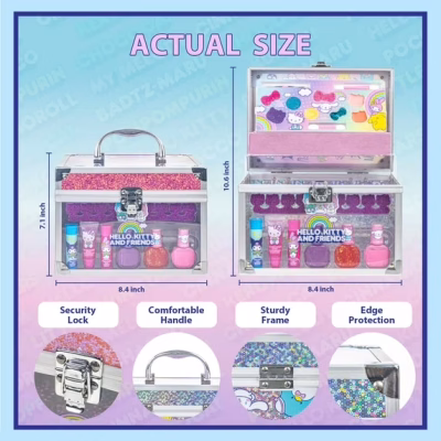 Hello Kitty and Friends Train Case Makeup Set Toy for Girls