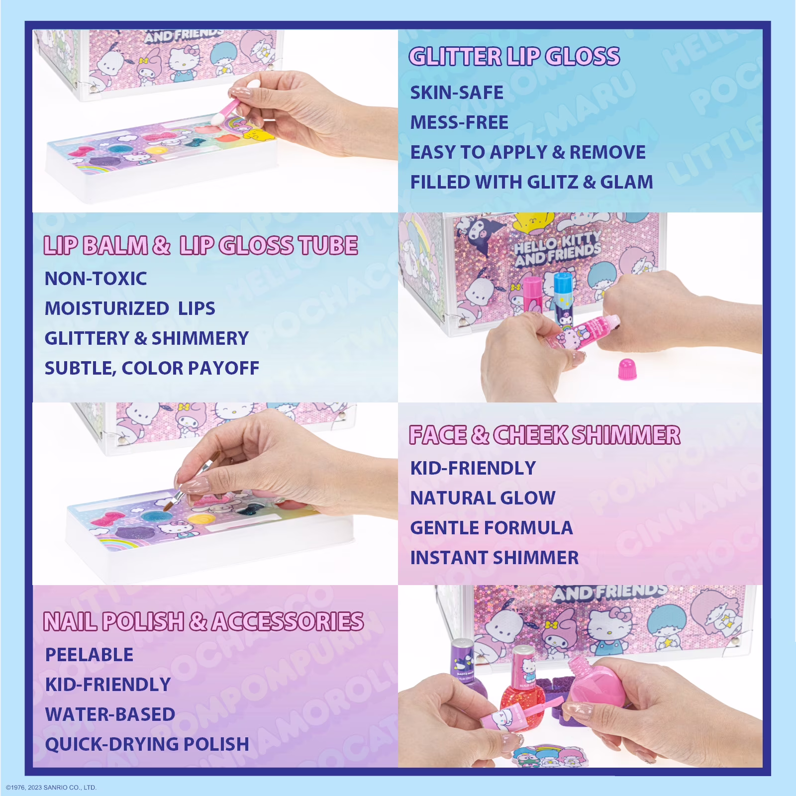 Hello Kitty and Friends Train Case Makeup Set Toy for Girls Hello Kitty and Friends Train Case Makeup Set Toy for Girls