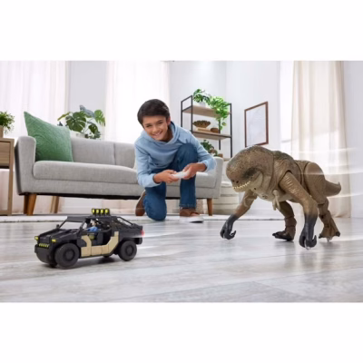 Jurassic World Rebirth Track N Chomp Distortus Rex & Vehicle Remote Control