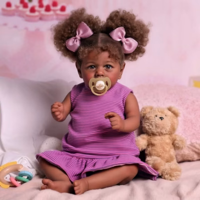 Lifelike Reborn Black Baby Girl 20 Inch Soft Cloth Body Baby Doll