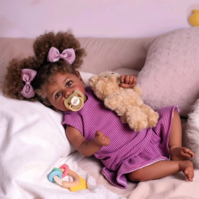 Lifelike Reborn Black Baby Girl 20 Inch Soft Cloth Body Baby Doll