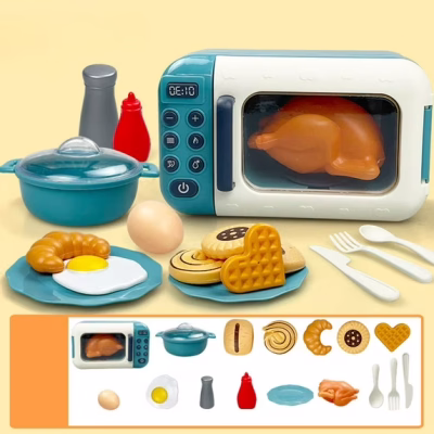 Microwave Toys Kitchen Play Set with Food Accessories
